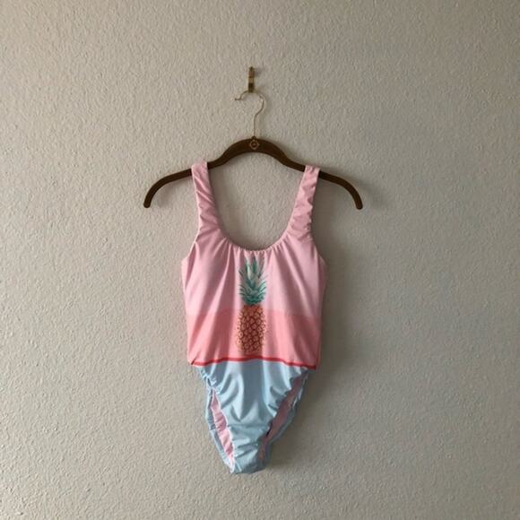 The Bikini Lab Pineapple One Piece NWT Pink Blue - Picture 3 of 4
